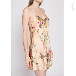 VINTAGE VICTORIA'S SECRET GOLD LABEL FLORAL SILK SLIP MINI DRESS WOMEN SIZE XSP